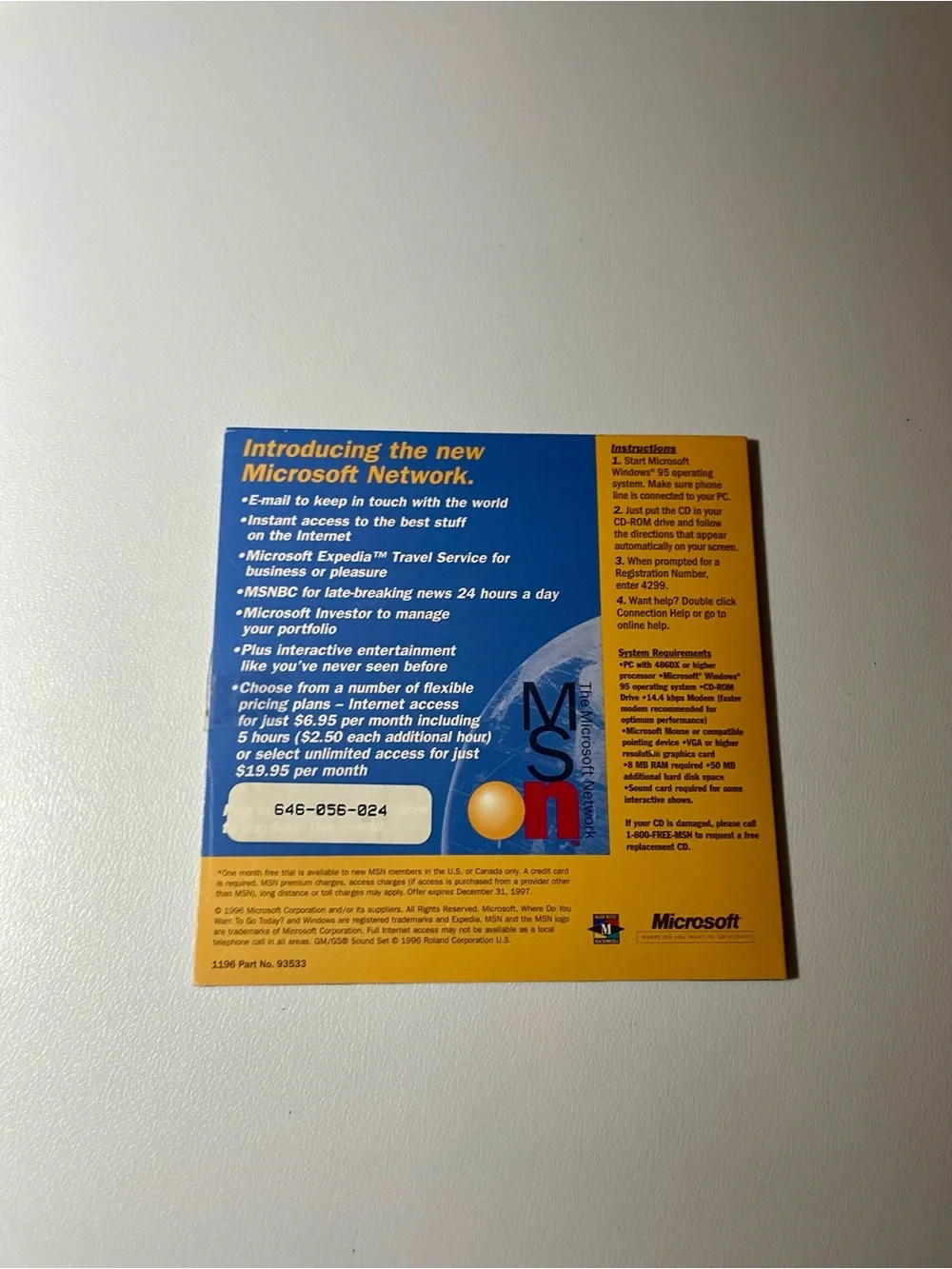 Vintage 1997 MSN Microsoft Network Office 97 Promo CD ROM New Sealed Sleeve